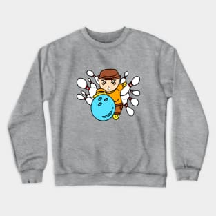 Cartoon kid bowling Crewneck Sweatshirt